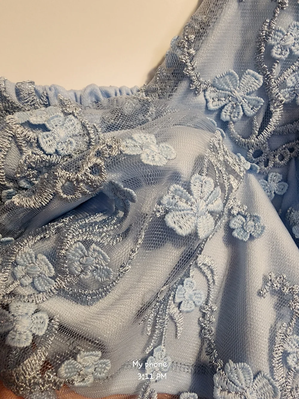 Altar'd State Light Blue And Silver Lace Floral Camisole Top - Picture 3 of 5